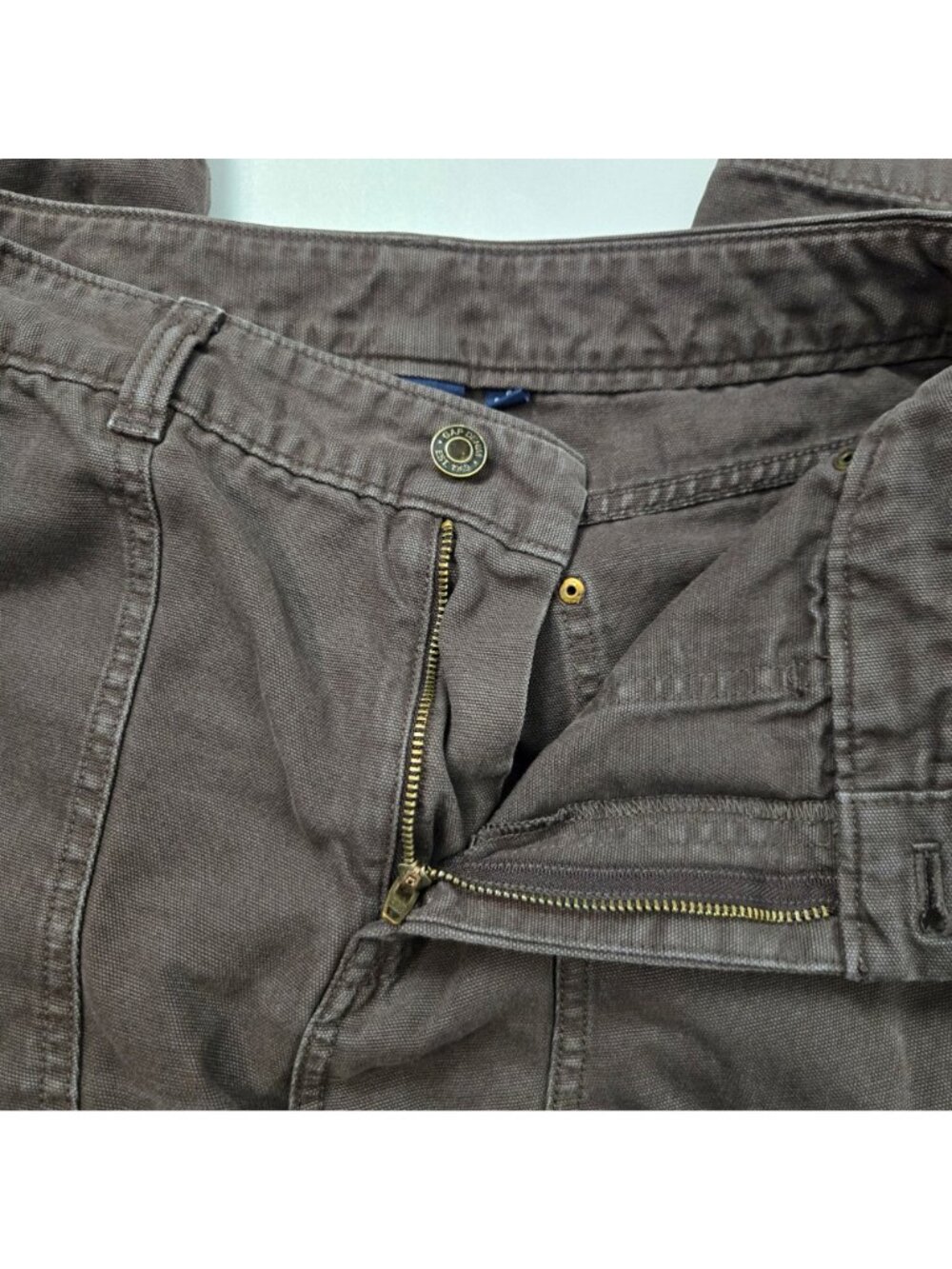 GAP Size 4 Petite High Rise Double-Knee Carpenter Pants Wide Leg Fit Brown - Picture 11 of 16